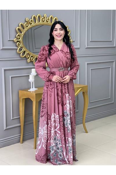 Kruvaze Kemerli Elbise 3418 Purdra