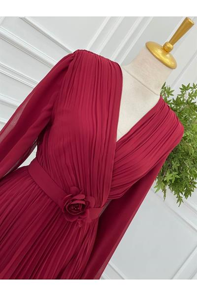 Kruvaze Pilise Elbise 3365 Bordo