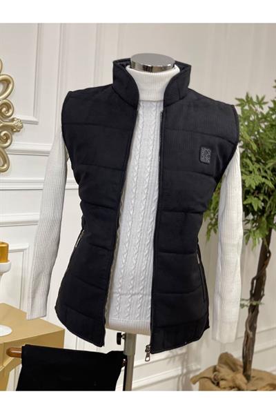 Küçük Kareli Yelek Siyah