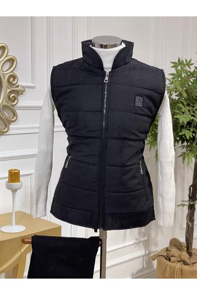 Küçük Kareli Yelek Siyah