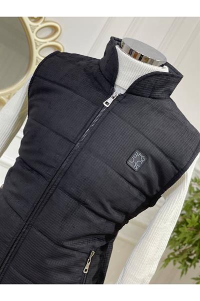 Küçük Kareli Yelek Siyah
