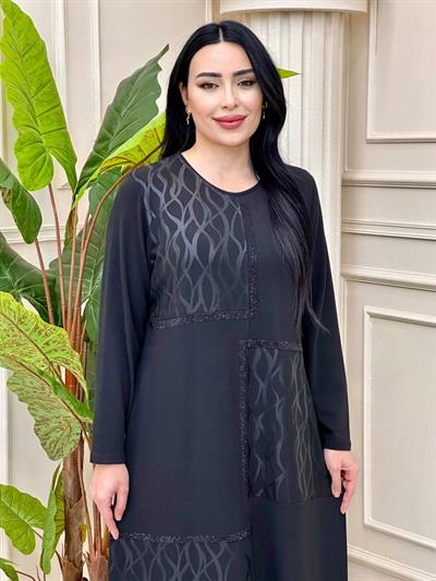 Küp Desen Yumoş Anne Elbise 9023 t-24 Dalga Desenli