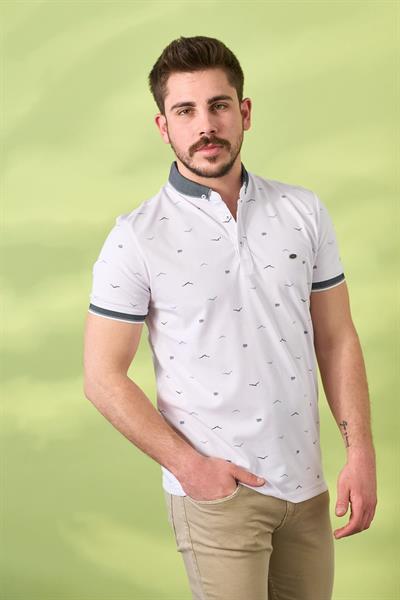 Kuş Desenli Tshirt 302 Beyaz
