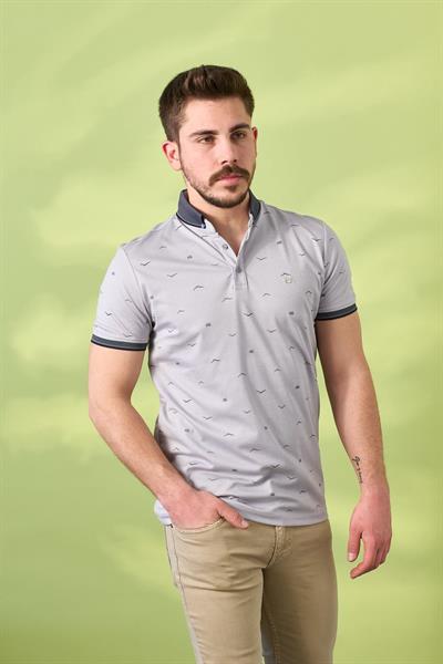 Kuş Desenli Tshirt 302 Gri