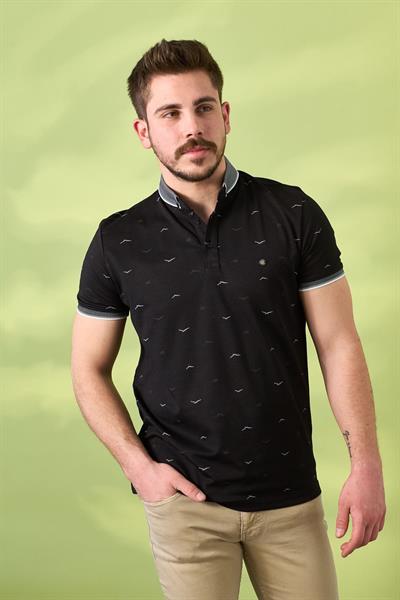 Kuş Desenli Tshirt 302 Siyah