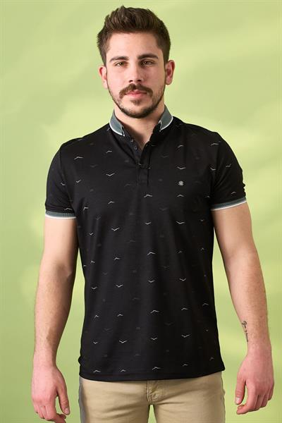 Kuş Desenli Tshirt 302 Siyah