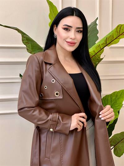 Kuş Gözü Detay Deri Kaban 7449 t-24 Kahverengi