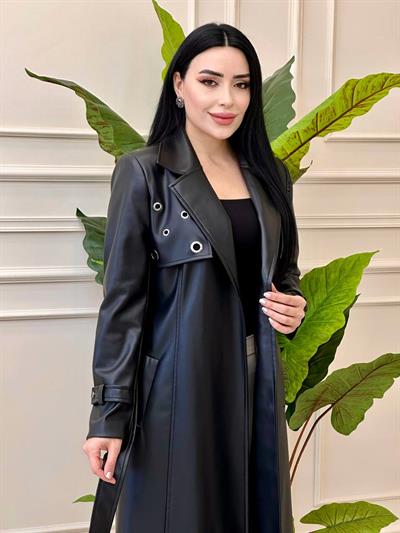 Kuş Gözü Detay Deri Kaban 7449 t-24 Siyah