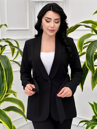 Kuşaklı Şal Yaka Ceket 4728 t-24 Siyah