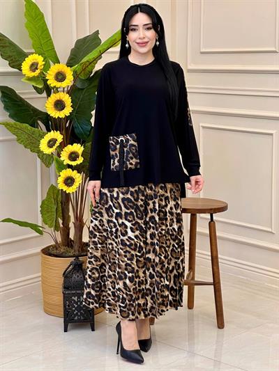 Leopar Etekli Takım 1284 T025 Siyah