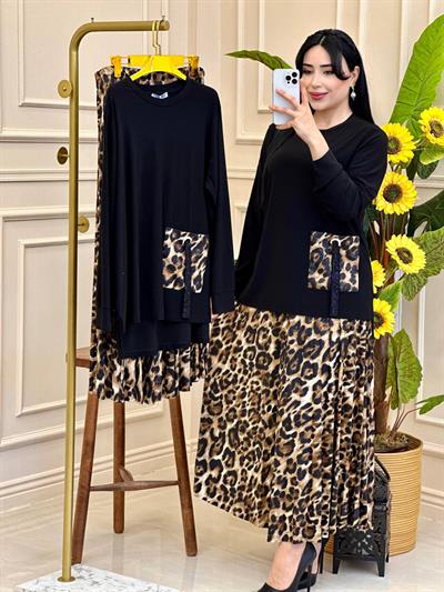 Leopar Etekli Takım 1284 T025 Siyah