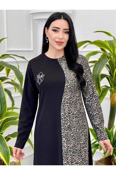 Leopar Geçişli Elbise 827 Minik Leopar