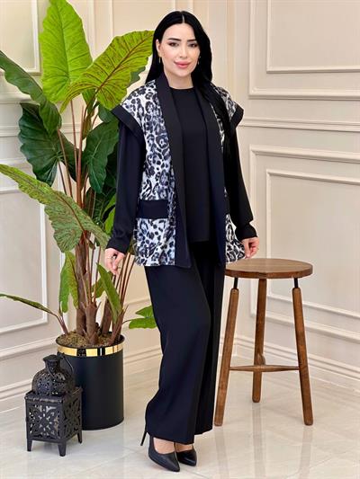 Leopar Payet Yelek Üçlü Takım 2001 t025 Gri
