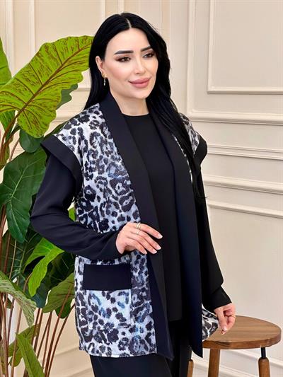 Leopar Payet Yelek Üçlü Takım 2001 t025 Gri