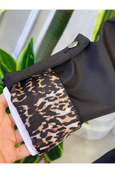 Leoparlı Trenç Kot 9091 Siyah