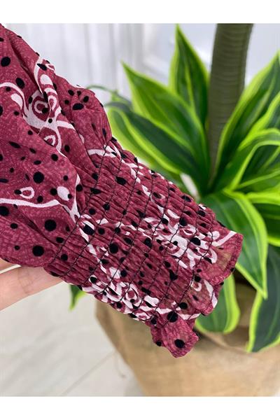 Minik Puantiye Elbise 3788 Bordo