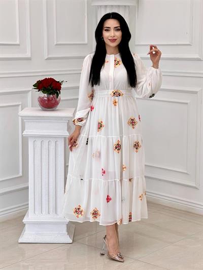 Miss İndigo Elbise 1330-2  T-24 Beyaz