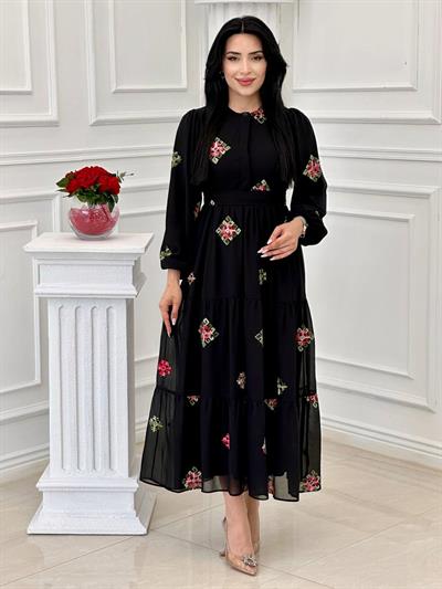 Miss İndigo Elbise 1330-2  T-24 Siyah
