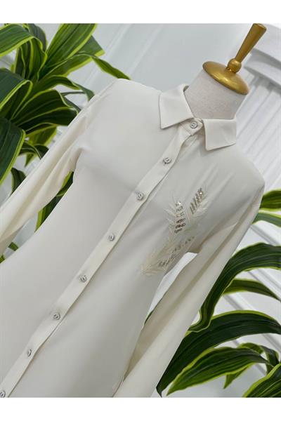 Nakiş Desen Tunik 23091 Ekru