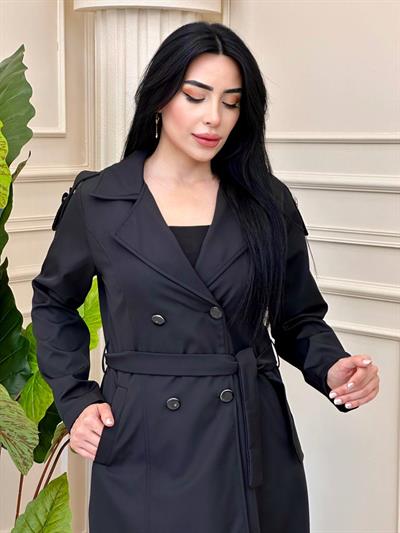Omuz Apolet Tek Düğme Trenç 5135 t-24 Siyah