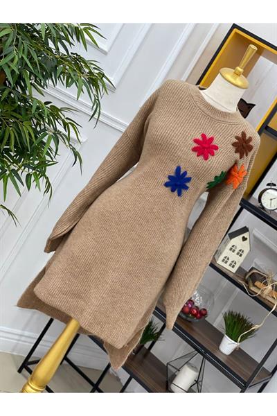 Omuz Çiçekli Tunik 7406 Vizon