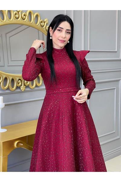 Omuz Detay Abiye 17636 Kırmızı