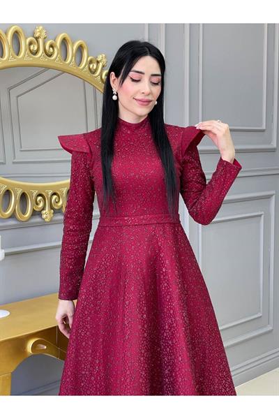 Omuz Detay Abiye 17636 Kırmızı