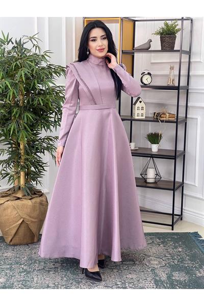Omuz Detay Prenses Abiye 12290 Leylak