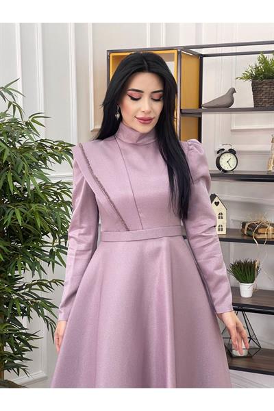 Omuz Detay Prenses Abiye 12290 Leylak