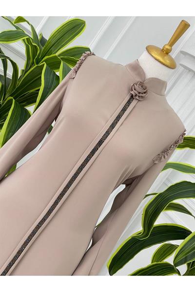 Omuz Fır Fır Anne Tunik 5264 Taş