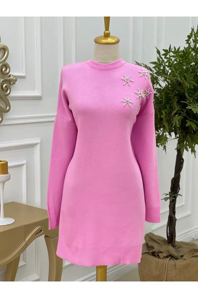 Omuz İnci İşleme Tunik 14701 pembe
