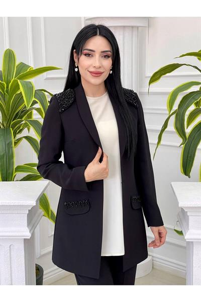 Omuz İşleme Ceketli Takım 5724 Siyah
