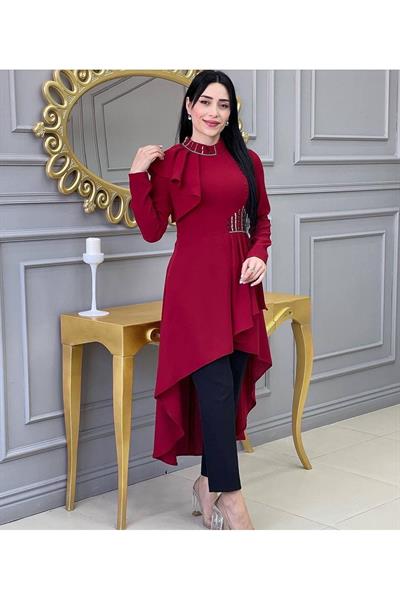 Omuz Kapak Tunik Takım 4738 Kırmızı