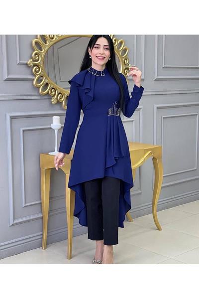 Omuz Kapak Tunik Takım 4738 Saks