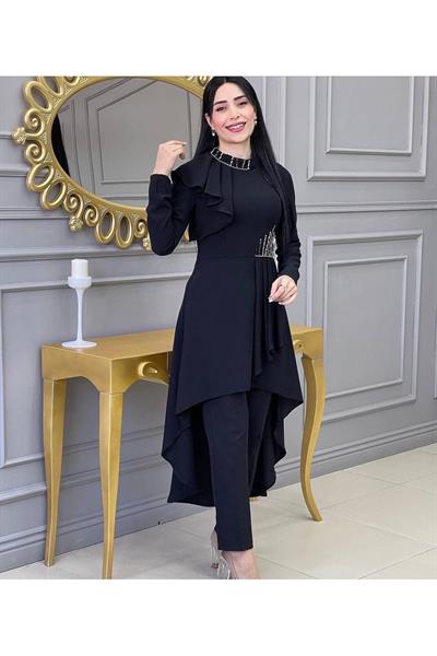 Omuz Kapak Tunik Takım 4738 Siyah
