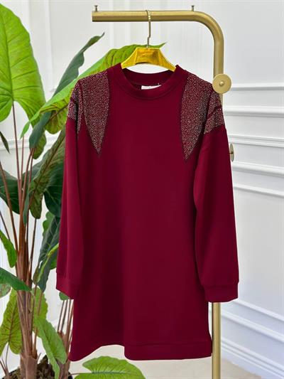 Omuz Taş İşleme Oyşo Tunik 1003 t-25 Bordo
