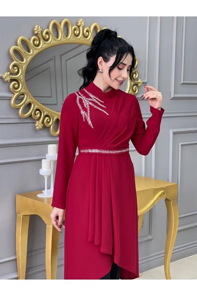 Omuz Taşlı Tunik Takım 4725 Kırmızı