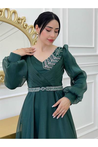 Ön Arka V Jan Jan Abiye 17810 Zümrüt Yeşil