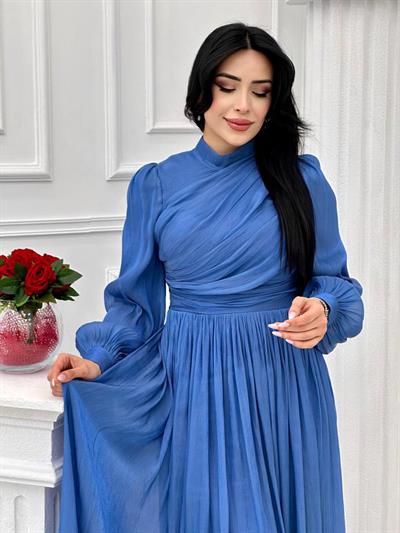 Önü Drape Jan Jan Elbise 4408 T-24 İndigo