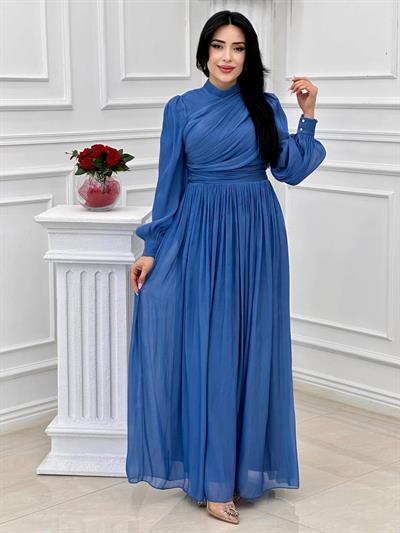 Önü Drape Jan Jan Elbise 4408 T-24 İndigo