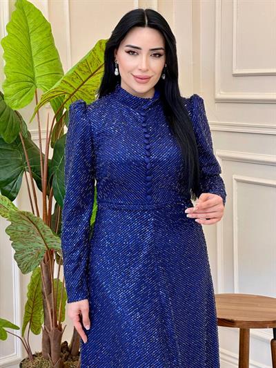 Önü Düğme Payet işleme Abiye 4927 A025 Lacivert