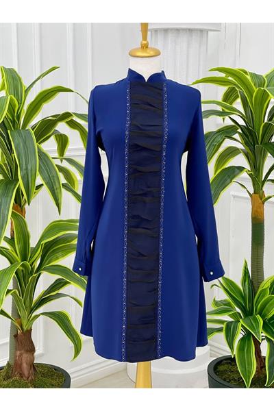 Önü Tül Drape Tunik 750 Saks
