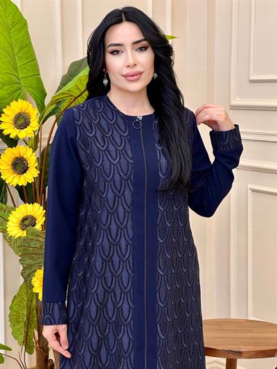 Önü Tüm Güpür Ferace 8200 f025 Lacivert
