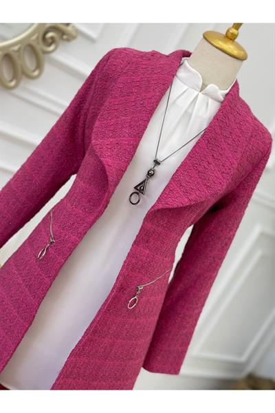 Örme Ceket 14300-Fuşya