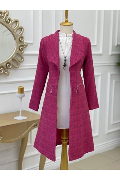 Örme Ceket 14300-Fuşya