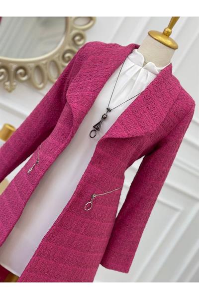 Örme Ceket 14300-Fuşya