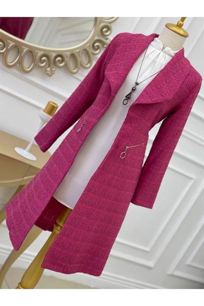 Örme Ceket 14300-Fuşya