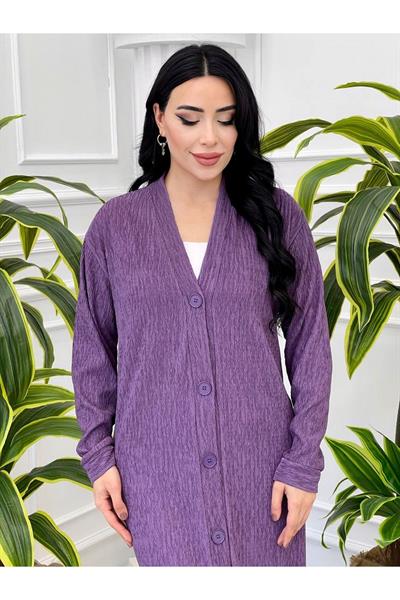 Oversize Uzun Hırka 2020 Leylak