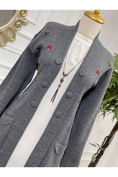 Papatya Desen Hırka 156 Gri
