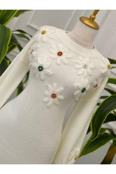 Papatya Desen Tunik 7626 Beyaz